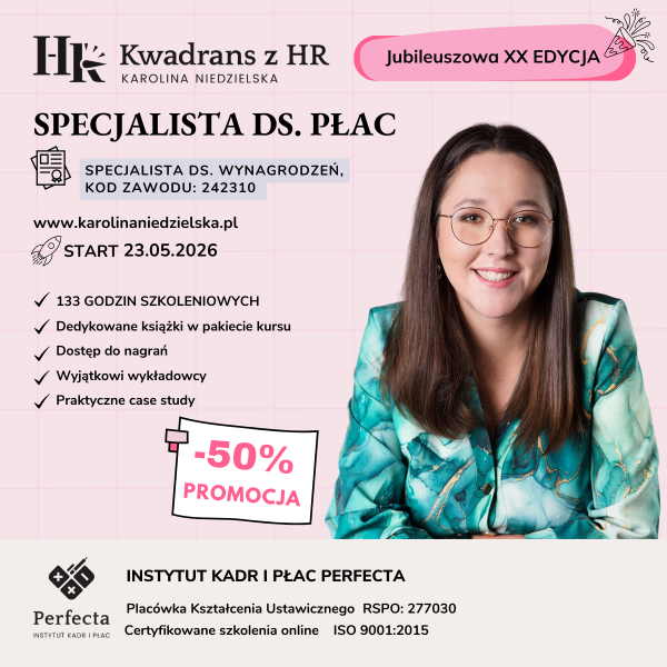 Kurs Specjalista ds. Płac (edycja XX) - start 23-24.05.2026