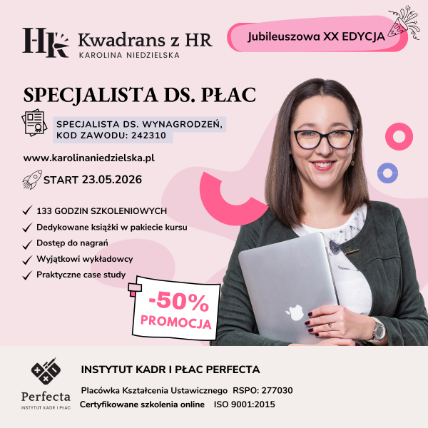Kurs Specjalista ds. Płac (edycja XX) - nie zawiera książek - start 23-24.05.2026