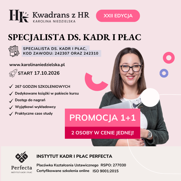 Kurs Specjalista ds. Kadr i Płac edycja XXII - nie zawiera zestawu kadrowca oraz nie zawiera programu Comarch Optima