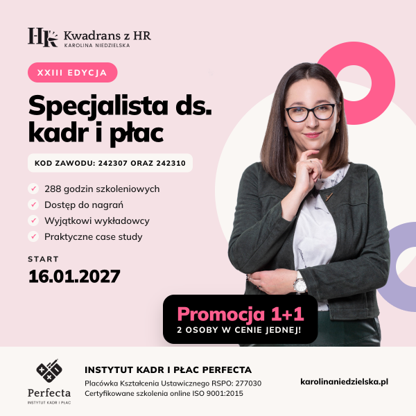 Kurs Specjalista ds. Kadr i Płac edycja XXIII - nie zawiera zestawu kadrowca